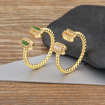 Nidin Nieuwe Onregelmatige Ringen met Zirkoon Stenen Esthetische Meisje van 4 Kleuren Open Verstelbare Ringen voor Vrouwen Vintage Sieraden Accessoires Cadeau