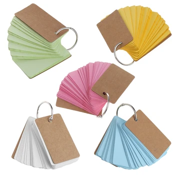 Kraft Papier Binder Ring Gemakkelijk Flip Flash Kaarten Studie Memo Pads DIY Briefpapier P9JD
