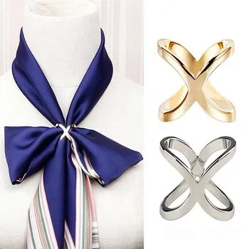 Fashion Eenvoudige Kruis Sjaal Clip X-Vorm Metalen Broches Voor Vrouwen Boog Sjaals Gesp Houder Sjaals-Sieraden-Accessoires