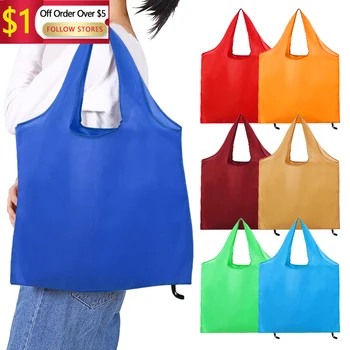 Grote Herbruikbare Effen Kleur Shopping Bag Grote Capaciteit Opvouwbare, Draagbare Opslag Tas Voor De Supermarkt Reis