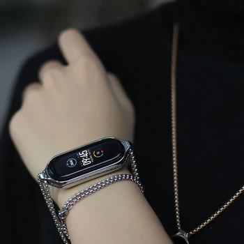 Ketting voor Mi-Band 5 6 7 8 Riem Hanger voor Xiaomi Mi-Band 6 Metalen Armband Armband voor Miband 4 3 Hangende Hals Decoratie