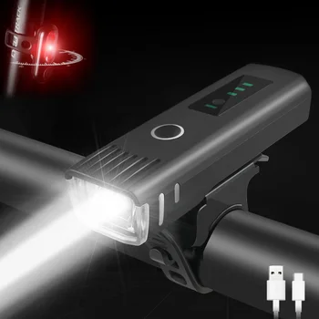 Nieuwe 2000mAh Fiets voorlicht Fiets Zaklamp Fiets Lantaarn LED-USB-Oplaadbare MTB Fiets achterlicht voor Fietsen Koplamp