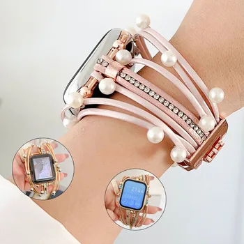 Armband voor Apple de Band van het Horloge 38 mm 40 mm 41 mm Verstelbare Bohemen Kralen Smartwatch Polsband Polsband voor Vrouwen iWatch SE-Serie 8/7