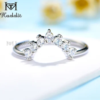 Kuololit 585 14K 10K Wit Goud Bubble Ring voor Vrouwen Moissanite Patience Eeuwigheid Bruiloft Band voor vrijgezellenfeest