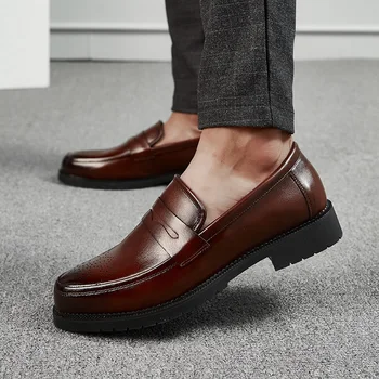 Luxe Mannen Kleding Schoenen Innerlijke Hoge Instappers Mannen Casual Schoenen de Schoen van de Man Fit Klassieke Partij Britse Mannen in Hoogte toenemende Schoenen