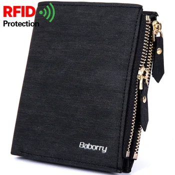 Baborry RFID Beschermen Mannen Portemonnee Solide Zachte PU-Coin purse Kaart Houder Korte Portemonnee Design Slanke Portemonnee voor Mannen Geldbeutel Herren