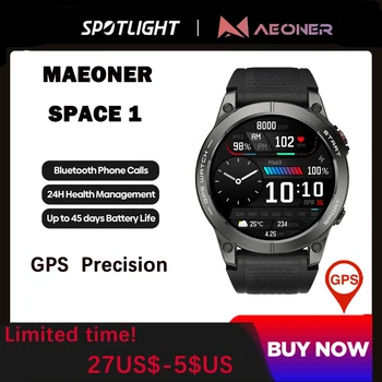 MAEONER GPS Smart Watch Mannen 1.43 inch AMOLED-24U Health Monitor-IP68 Waterdicht HIFI Bluetooth Bellen Militaire Smartwatch Strava