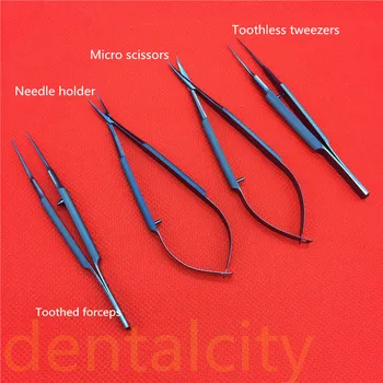 Titanium Tlloy Oogheelkundige Chirurgische Instrumenten Microchirurgische Tandheelkundige Instrumenten naaldhouders + 11,5 cm Schaar +Pincet