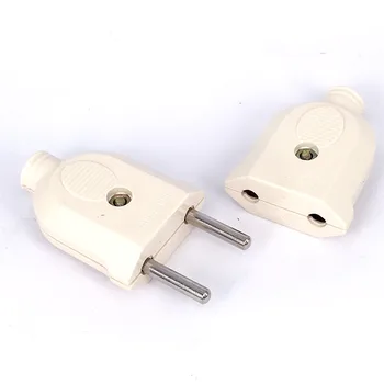 EU Europese 2-Polige AC Stroom Rewireable Plug Mannelijk Vrouwelijk Stopcontact Adapter Adapter W/ Wire verlengsnoer Stekker