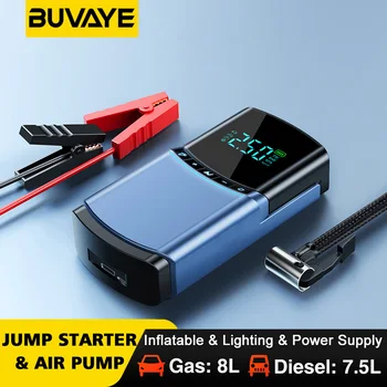 BUVAYE 4-in-1 Auto-Jump Starter met Lucht Pomp 150PSI Compressor van de Lucht van 10400mAh piekstroom 2000A Starter Apparaat Digitale Band Inflat