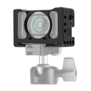 Aluminium Legering Camera Vlog Kooi met 1/4 3/8 Inch Schroef Gaten Compatibel met Sony RX0 II Digitale Camera Mic Statief Licht Invullen