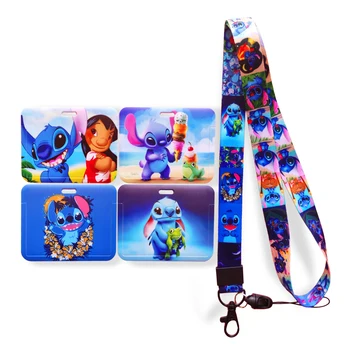Horizontale Disney Stitch Vrouwen Card Case Lanyard ID-Badge Houder Bus Voorbij Geval dekglaasje Bank Credit Card Houder Strap-Kaart