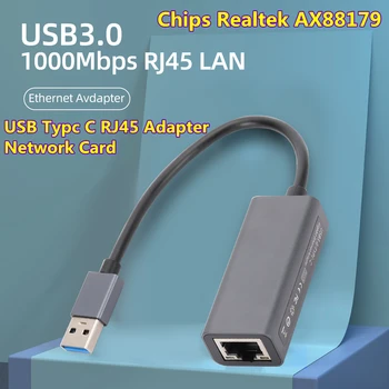 Type C-USB-Bedrade Ethernet-Adapter USB3 geschreven.0 1000Mbps USB-RJ45 Netwerk-Kaart Voor PC Macbook Windows-10 Laptop