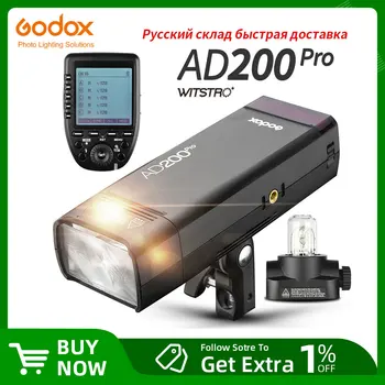 Godox AD200Pro Buiten flitslicht 200Ws TTL 2.4 G 1/8000 HSS-0.01-1.8 s Recycling 2900mAh Batterij met Xpro Trigger