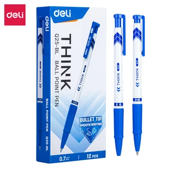 DELI Ball Point Pen 0,7 mm Mini Tip 1Box(12PCS) Kleur Balpen Soepele Schrijven Lage Viscositeit van de Inkt School Briefpapier EQ02930