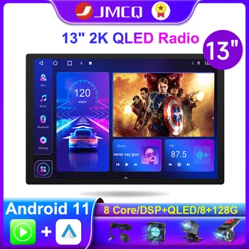 JMCQ 2Din 13 inch Android 11 autoradio 2K 1920*1200P QLED Universele Multimedia Speler CarPlay Voor Nissan Toyota Honda Volkswagen