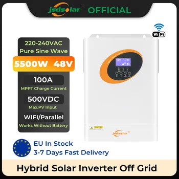 jsdsolar 5,5 KW 48V Off Grid Hybride Zonne-Omvormer Parallel Zuivere Sinus Omvormer 100 A MPPT Solar laadregelaar en Wifi