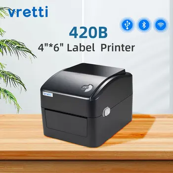 Vretti 420B Verzending Thermal Label Printer Bekabeld/Draadloos High Speed USB/Bluetooth/WIFI-Poort voor de Verzending van Pakketten Label