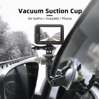 Vamson Auto Bracket Glas Zuignap Actie Sport Camera Mount met Adapter Schroef voor Insta360 X3 Één X2 voor GoPro Hero 11 10 9
