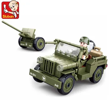 143PCS Militaire Wereld Oorlog Ii Amerikaanse Willys Jeep Auto Leger Normandy Landing bouwstenen Stelt Educatief Speelgoed voor Kinderen