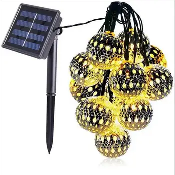 LED Marokkaanse Bal Kristallen bol koord Licht Tuin String Verlichting Solar Lamp Power LED String Fee Zonne-Slingers Interieur Verlichting