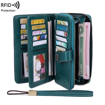 MIYIN Fashion Textuur Women ' s Portefeuille van Hoge Kwaliteit RFID-Anti-diefstal Lederen Portemonnee voor Vrouwen Lange Multi Card Pols Zak