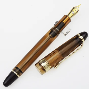 Yongsheng 699 Vacuüm Vullen vulpen Acryl Transparant Bruine Inkt Pen Duidelijk Sectie EF/F/M Penpunt Office relatiegeschenk Pen
