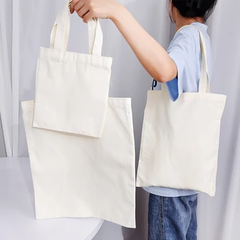 3 Maten Pure Kleur met een Grote Capaciteit Eco Shopping Bag Tote Herbruikbare Katoenen Doek voor Vrouwen Man Linnen Eenvoudige Opslag Handtas Geschenken