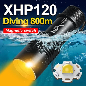9000LM XHP120 Professionele Waterdichte Duiken Zaklamp 800m Onderwater Duiken Fakkel IPX8 Duik Licht met Behulp van 26650 batterij