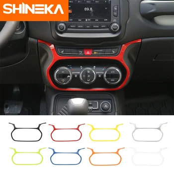 SHINEKA ABS Auto-Interieur Dashboard Airconditioning Knop Decoratie Frame Cover Trim Stickers voor Jeep Renegade 2015 -2018